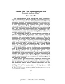 The Best Right Laws: Value Foundations of the Economic Analysis of Law