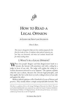 How to Read a Legal Opinion